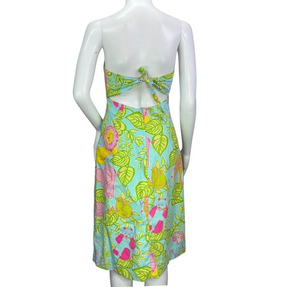 Lilly Pulitzer Womens Sabrina Dress Tie Back Owl Lion Giraffe Elephant Size 2 - Picture 8 of 13
